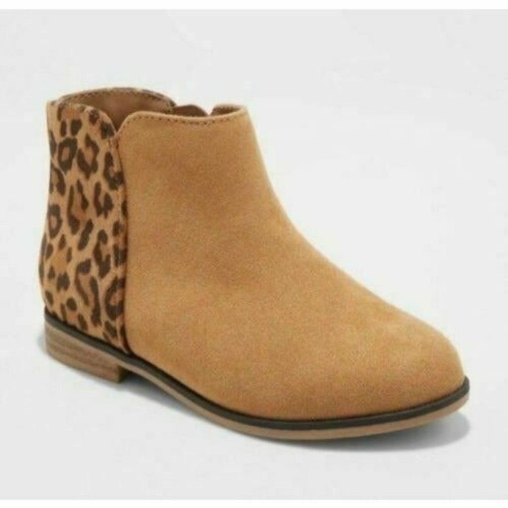 Cat & Jack Toddler Girl's Leopard Print Cognac Brown Booties Tien